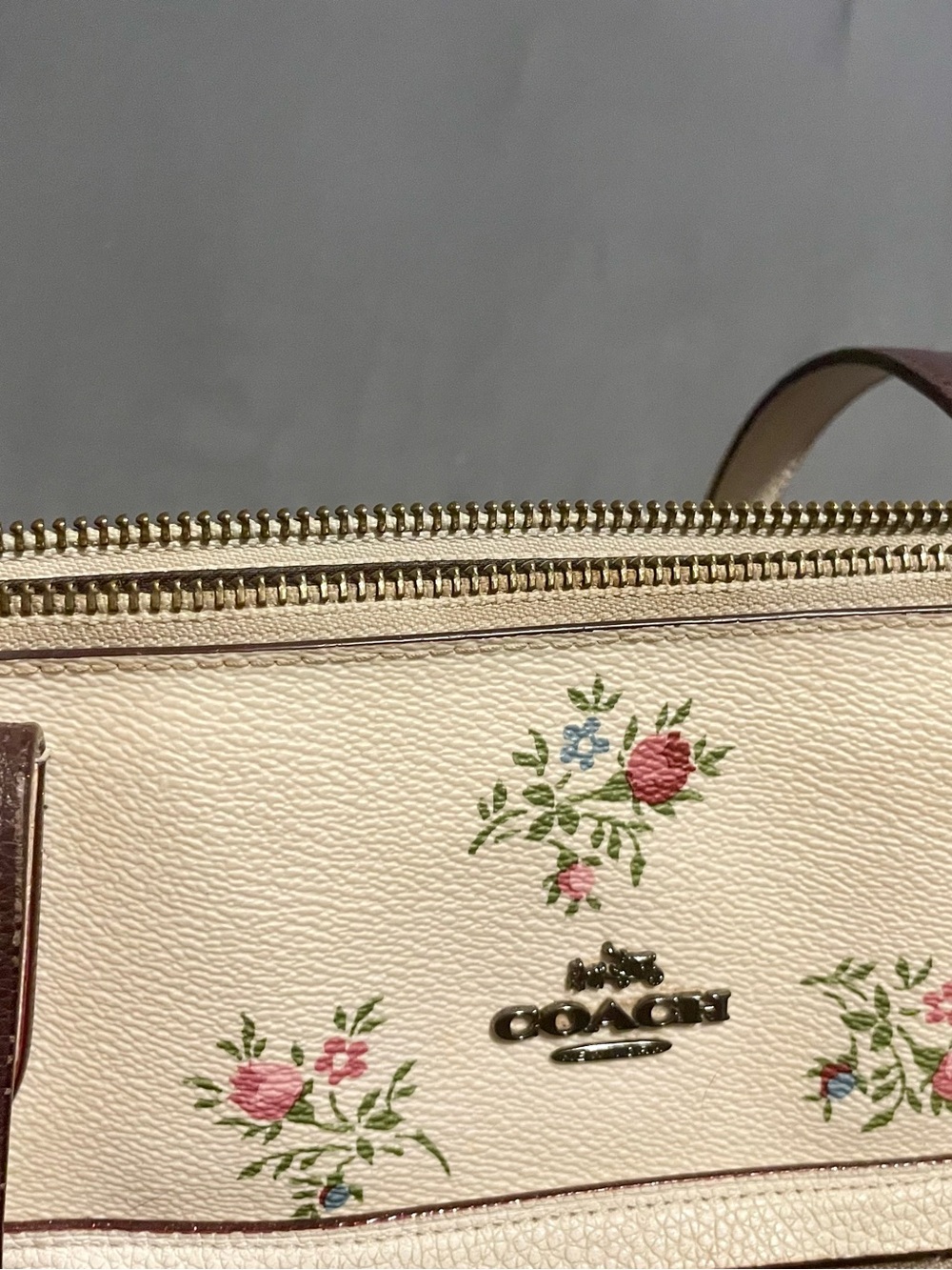 Coach Tote Bag in Cream with Pink Floral Print - Picture 7 of 16